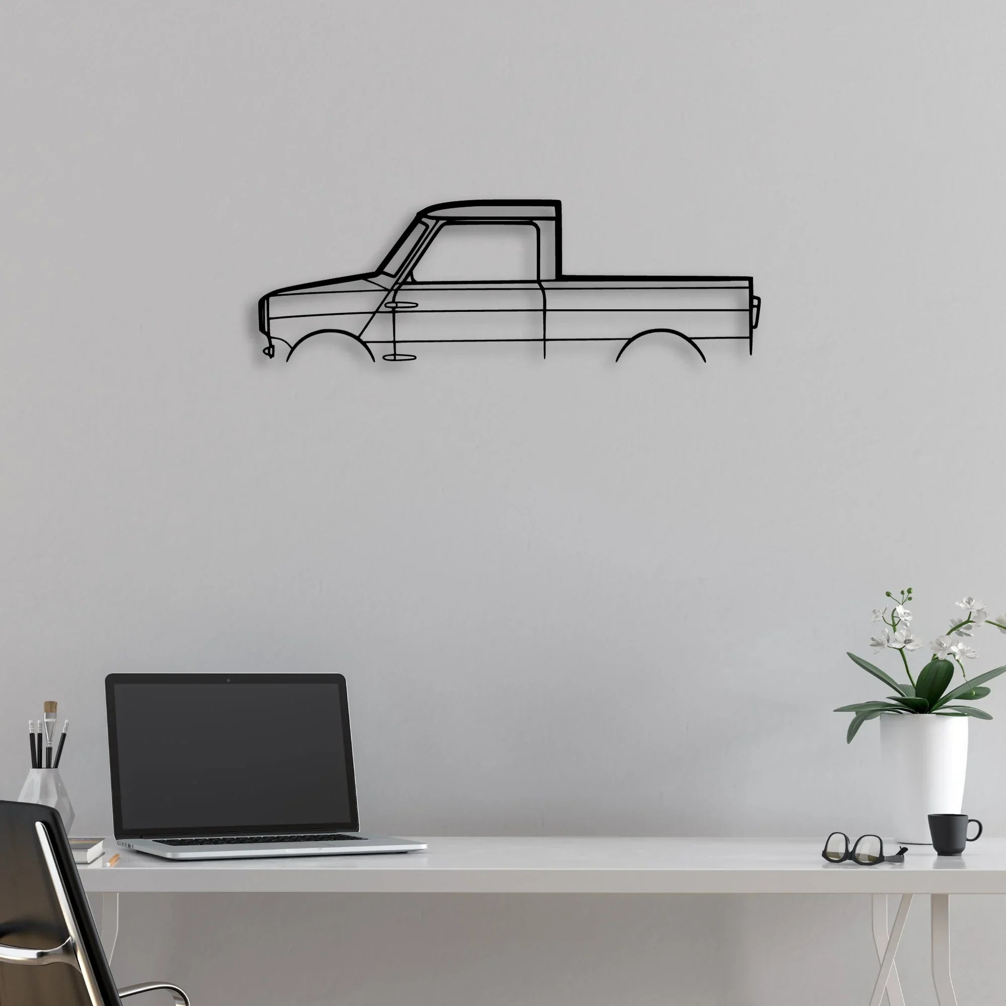 Mini Pickup Classic Silhouette Metal Wall Art - Automotive Garage Decor