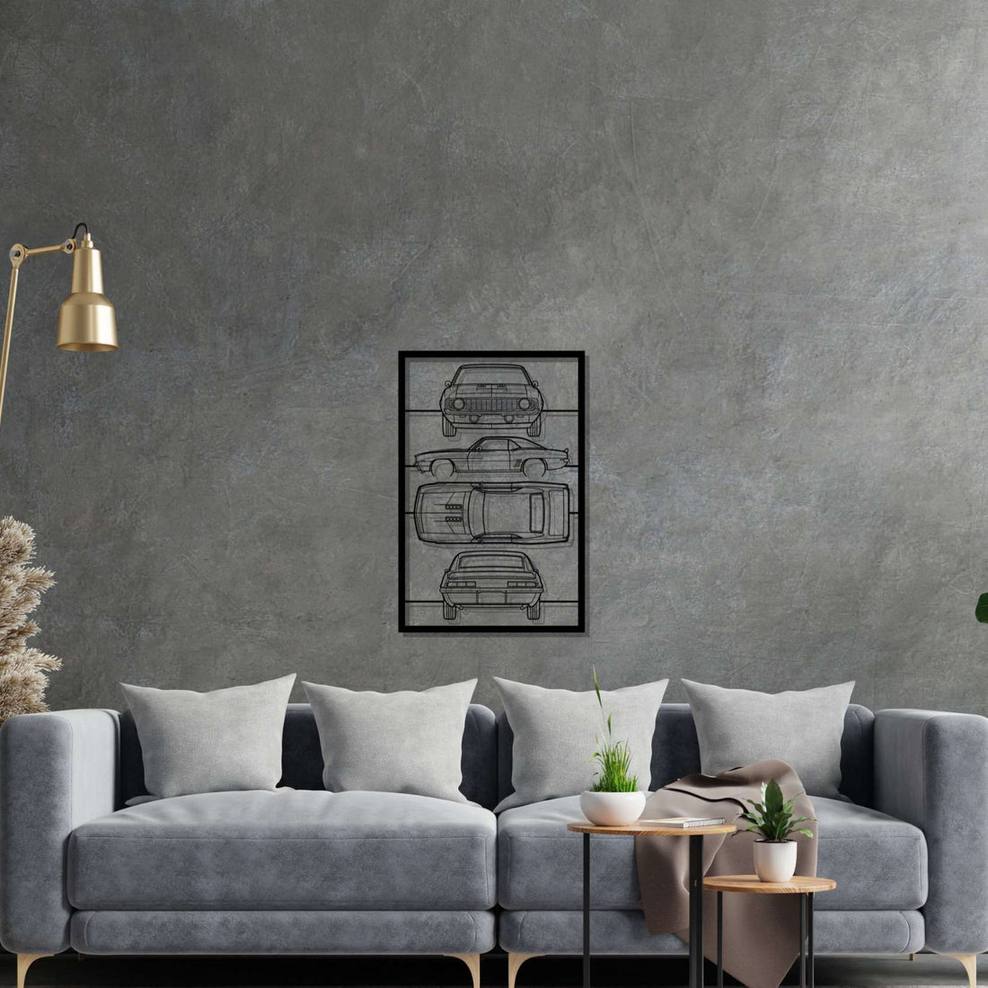 Camaro SS 1969 Frame Silhouette Metal Wall Art