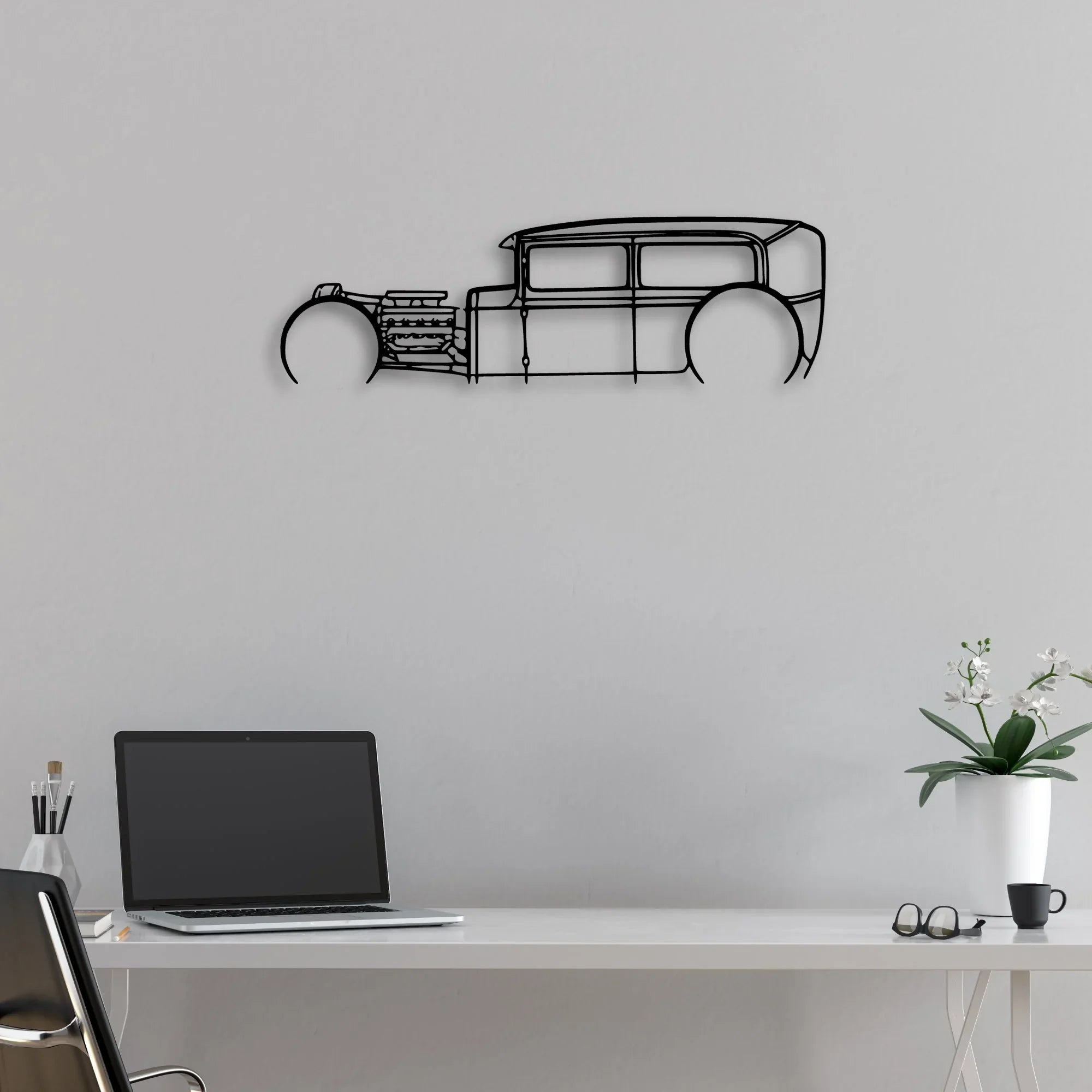 Model A Classic Silhouette Metal Wall Art - Automotive Garage Decor