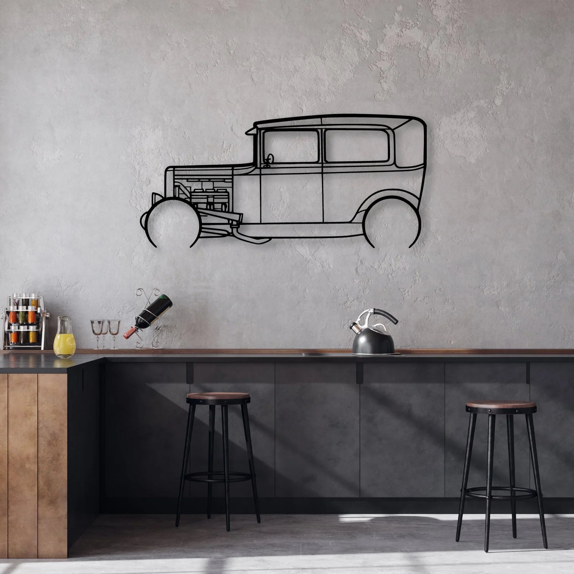 Model A 1931 Classic Silhouette Metal Wall Art - Automotive Garage Decor