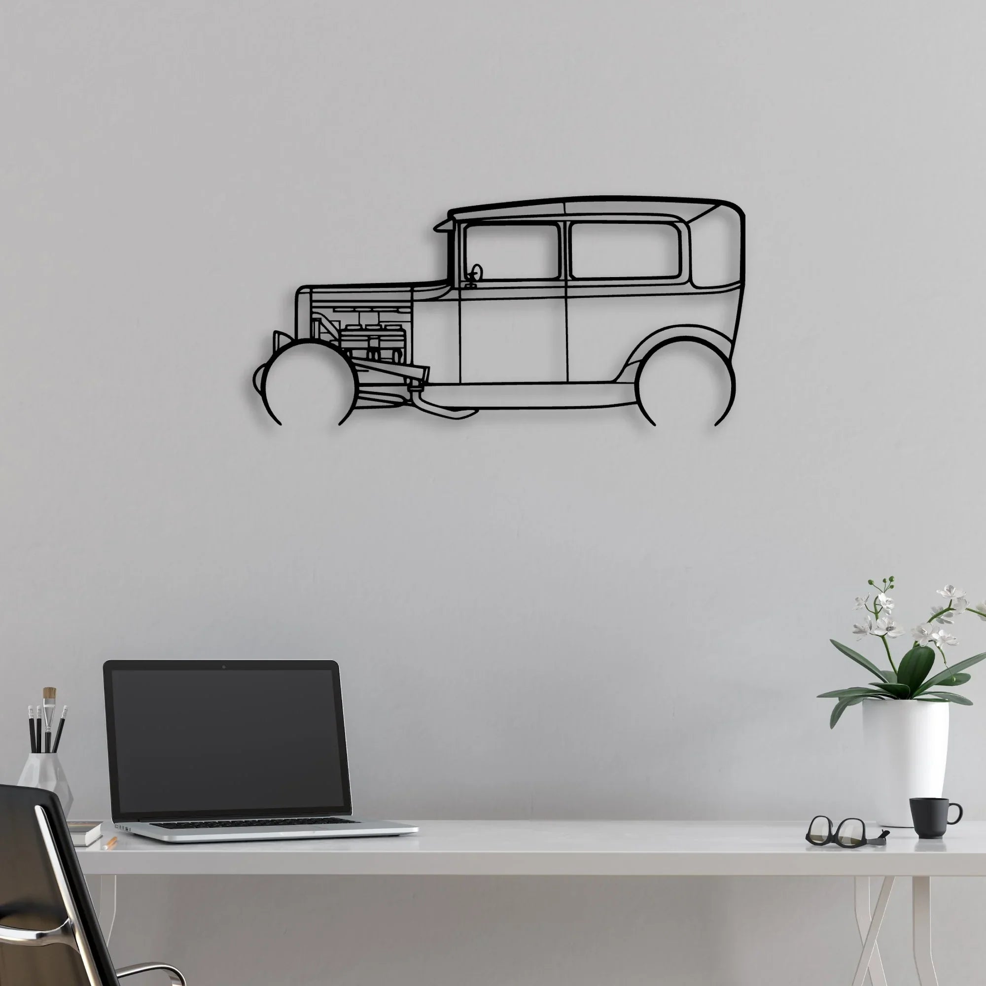 Model A 1931 Classic Silhouette Metal Wall Art - Automotive Garage Decor