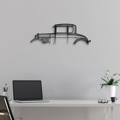 Model A Special Coupe 1928 Classic Silhouette Metal Wall Art - Automotive Garage Decor
