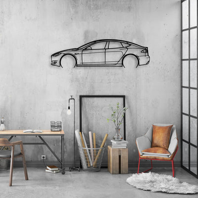 Model S 2017 Classic Silhouette Metal Wall Art - Automotive Garage Decor