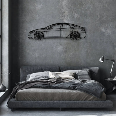 Model S Plaid 2022 Classic Silhouette Metal Wall Art - Automotive Garage Decor