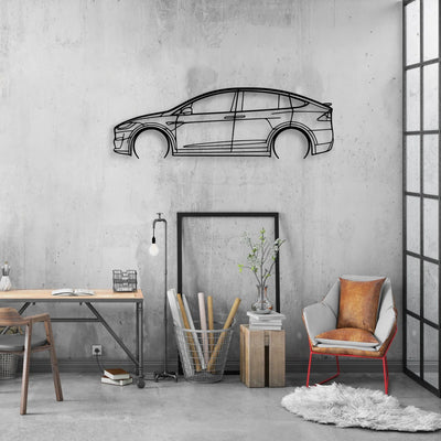 Model X 2 Classic Silhouette Metal Wall Art - Automotive Garage Decor