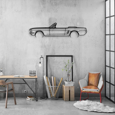 Mustang 1966 Convertible 2 Classic Silhouette Metal Wall Art - Automotive Garage Decor