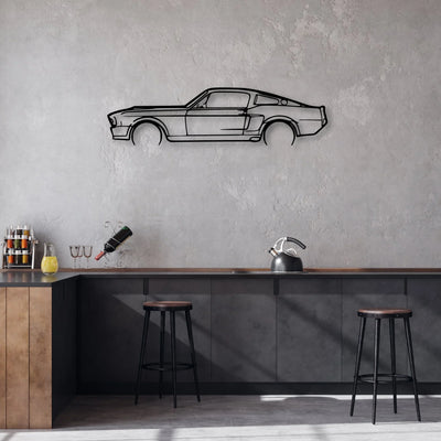 Mustang 1967 Classic Silhouette Metal Wall Art - Automotive Garage Decor