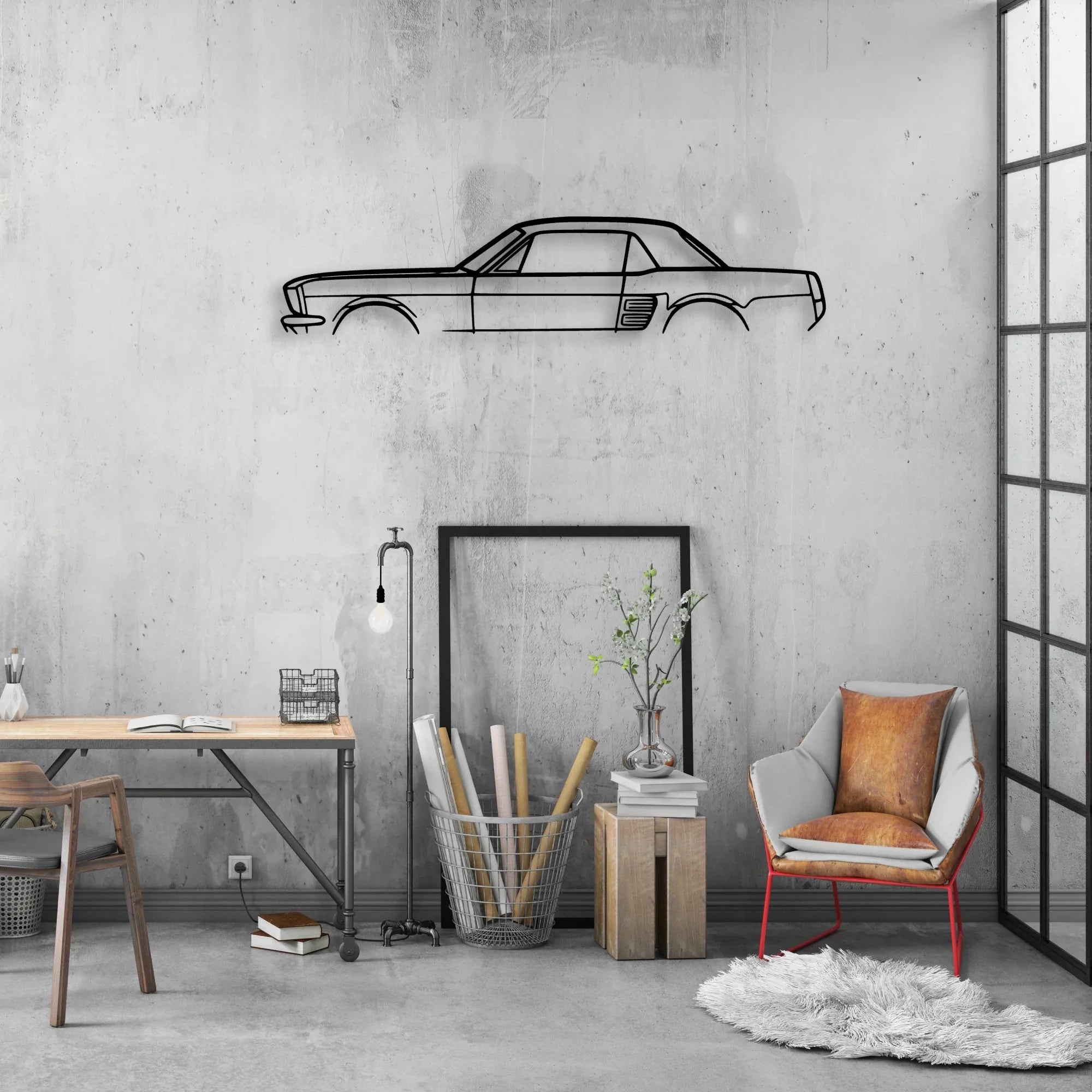 Mustang 1967 Coupe Classic Silhouette Metal Wall Art - Automotive Garage Decor