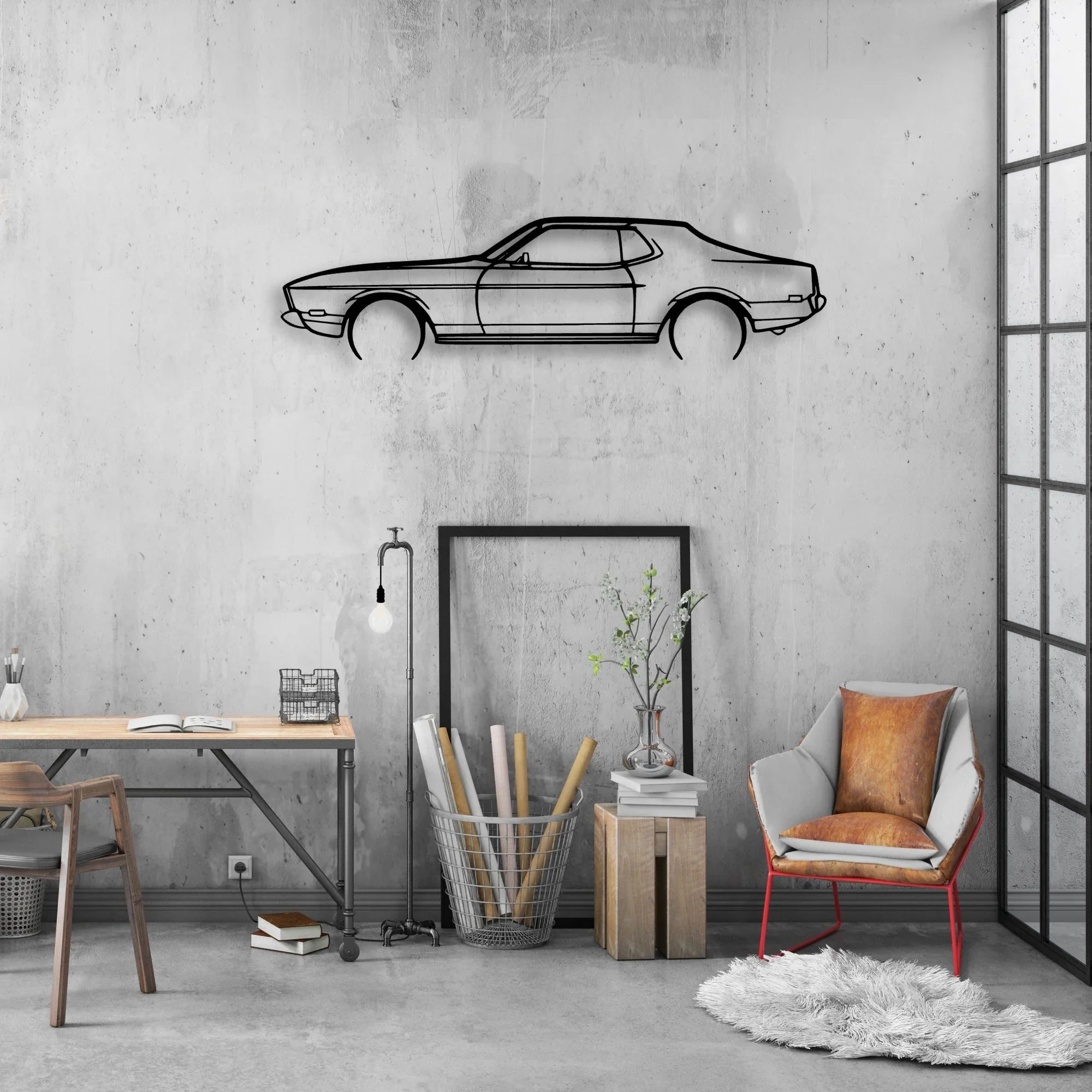 Mustang 1973 Classic Silhouette Metal Wall Art - Automotive Garage Decor