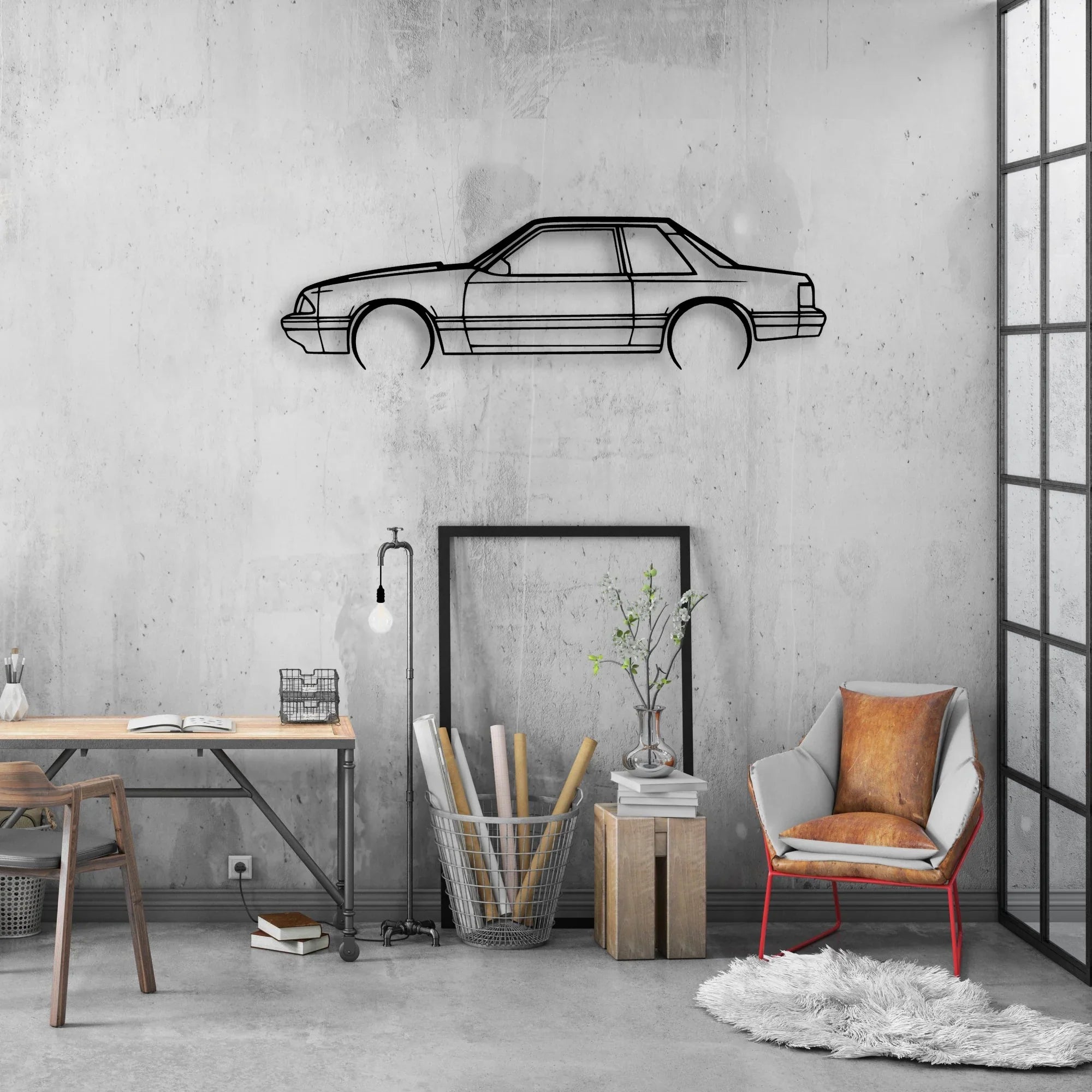Mustang 1993 Notch 2 Classic Silhouette Metal Wall Art - Automotive Garage Decor