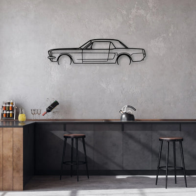 Mustang Coupe 1964 Classic Silhouette Metal Wall Art - Automotive Garage Decor