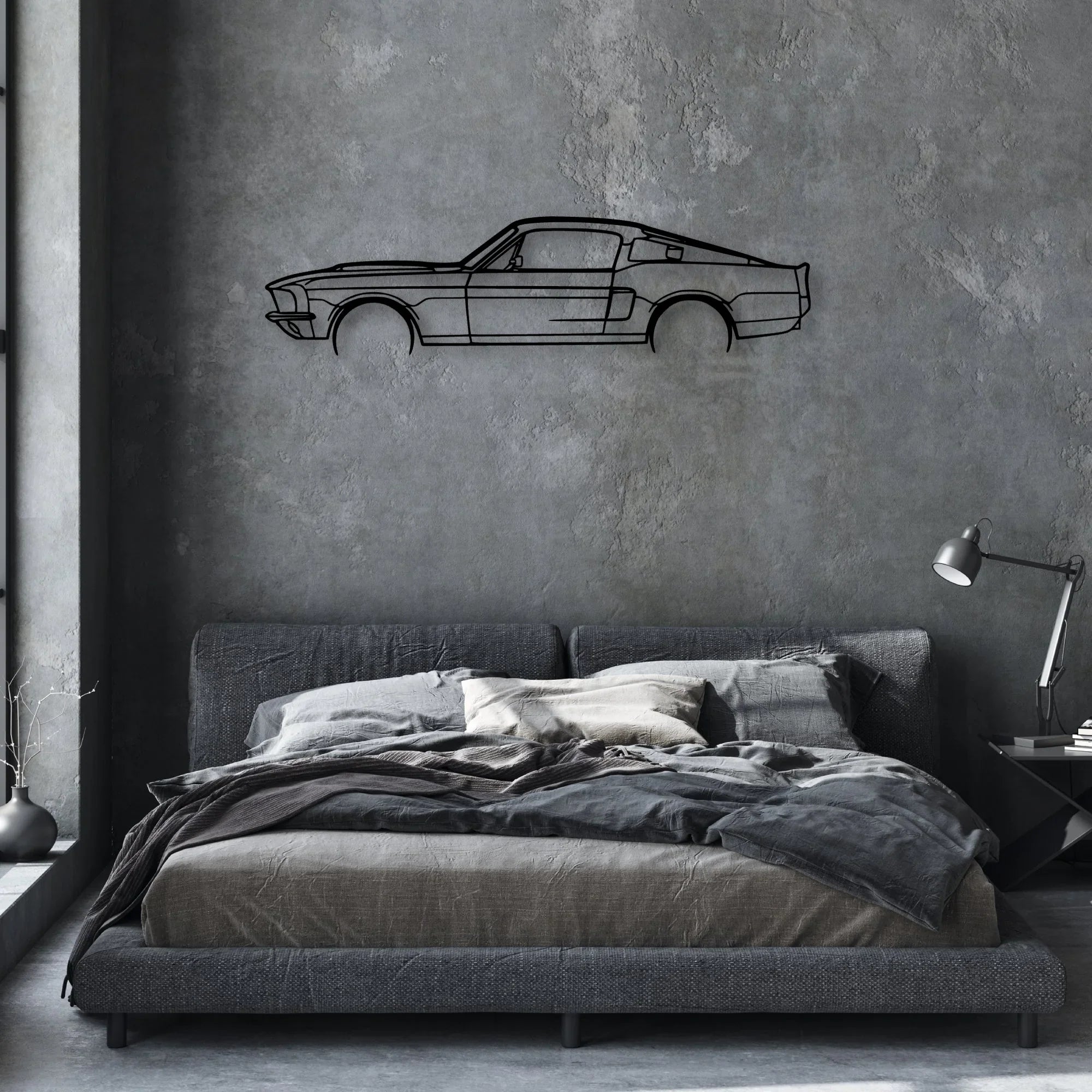 Mustang GT500 1967 Classic Silhouette Metal Wall Art - Automotive Garage Decor