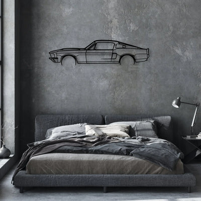 Mustang GT500 1967 Classic Silhouette Metal Wall Art - Automotive Garage Decor