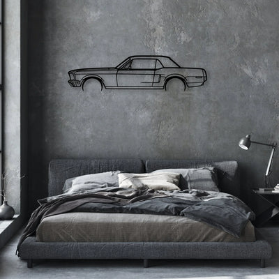 Mustang GT 1968 Classic Silhouette Metal Wall Art - Automotive Garage Decor