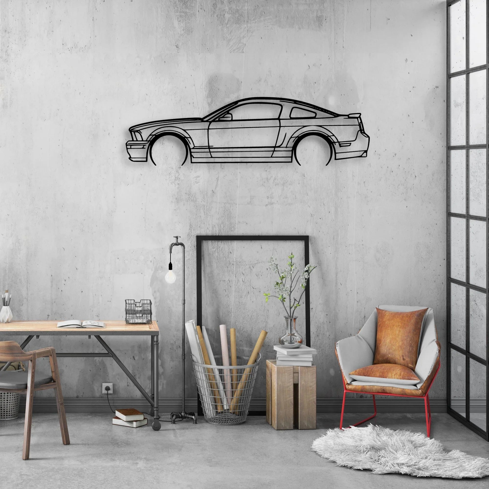 Mustang GT 2005 Classic Silhouette Metal Wall Art - Automotive Garage Decor