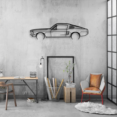 Mustang GT Fastback 390s 2 Classic Silhouette Metal Wall Art - Automotive Garage Decor