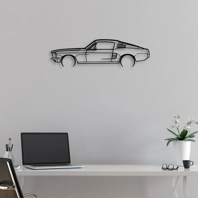 Mustang GT Fastback 390s 2 Classic Silhouette Metal Wall Art - Automotive Garage Decor