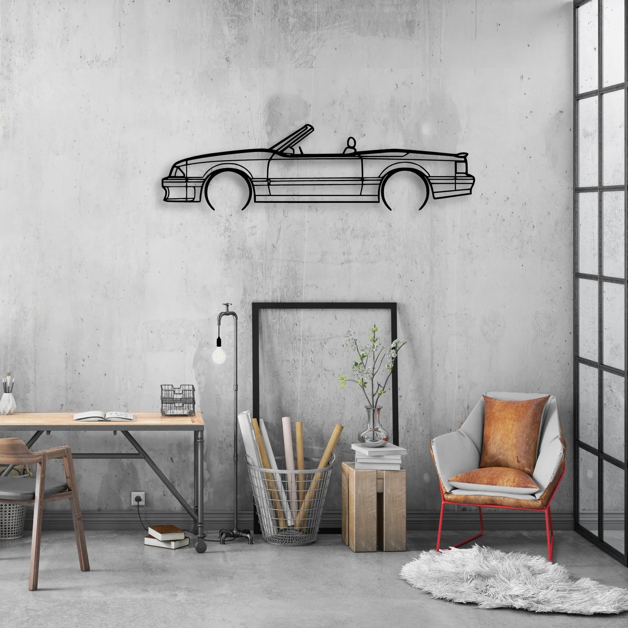 Mustang Mcl 1987 Classic Silhouette Metal Wall Art - Automotive Garage Decor