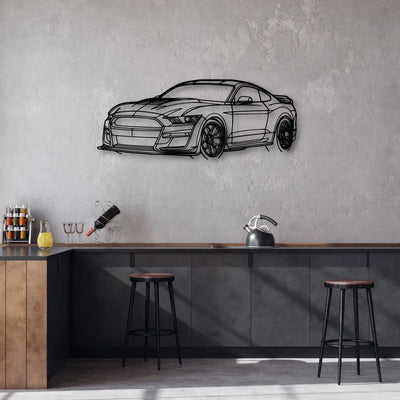 Mustang Shelby GT500 2021 Angle Classic Silhouette Metal Wall Art - Automotive Garage Decor