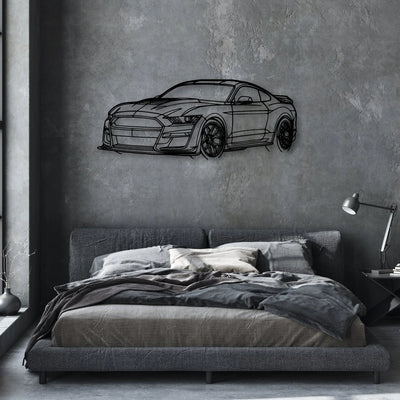 Mustang Shelby GT500 2021 Angle Classic Silhouette Metal Wall Art - Automotive Garage Decor