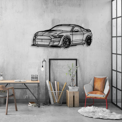 Mustang Shelby GT500 2021 Angle Classic Silhouette Metal Wall Art - Automotive Garage Decor