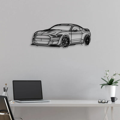 Mustang Shelby GT500 2021 Angle Classic Silhouette Metal Wall Art - Automotive Garage Decor