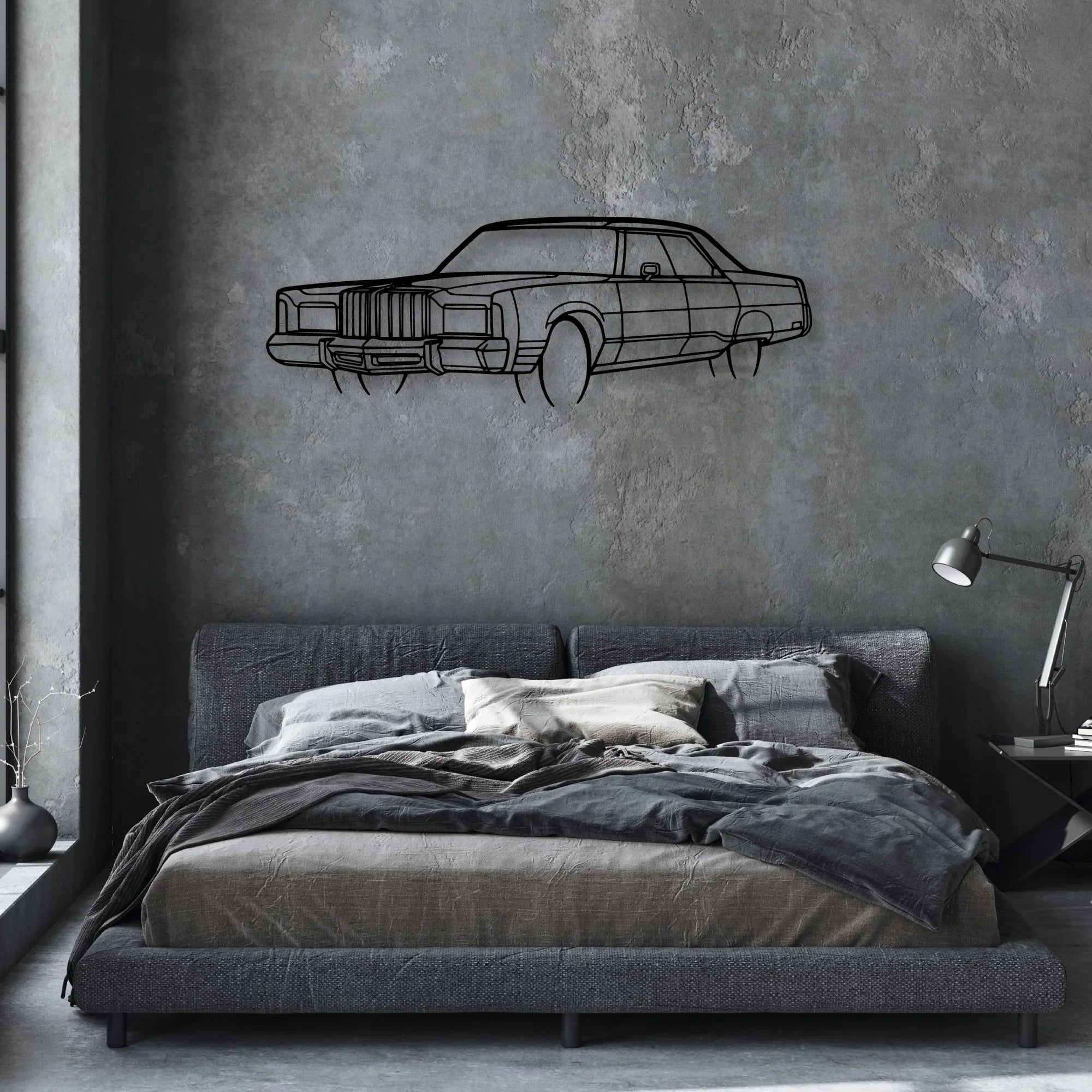 New Yorker 1978 Angle Classic Silhouette Metal Wall Art - Automotive Garage Decor