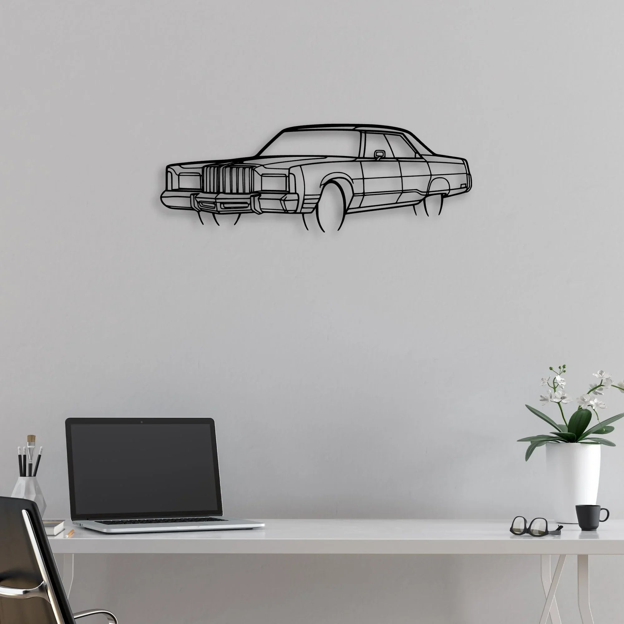 New Yorker 1978 Angle Classic Silhouette Metal Wall Art - Automotive Garage Decor