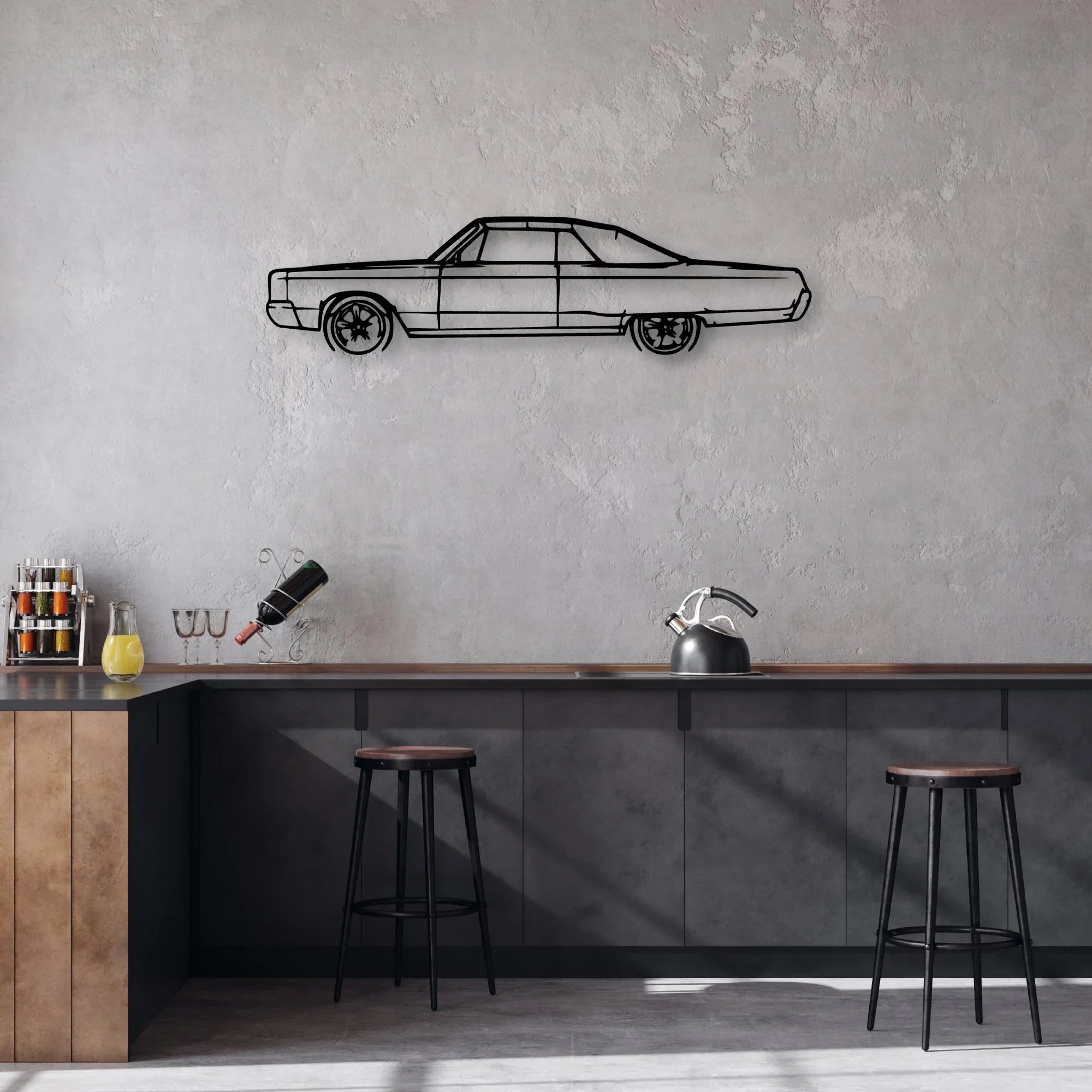Newport Convertible 1967 Classic Silhouette Metal Wall Art - Automotive Garage Decor