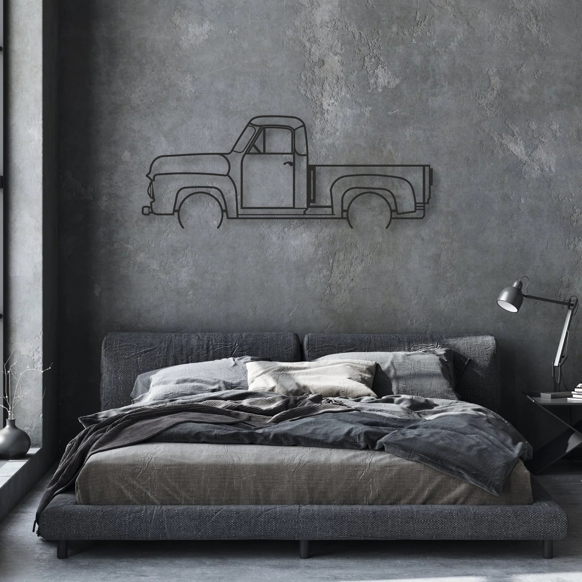 OLD TRUCK Classic Silhouette Metal Wall Art - Automotive Garage Decor