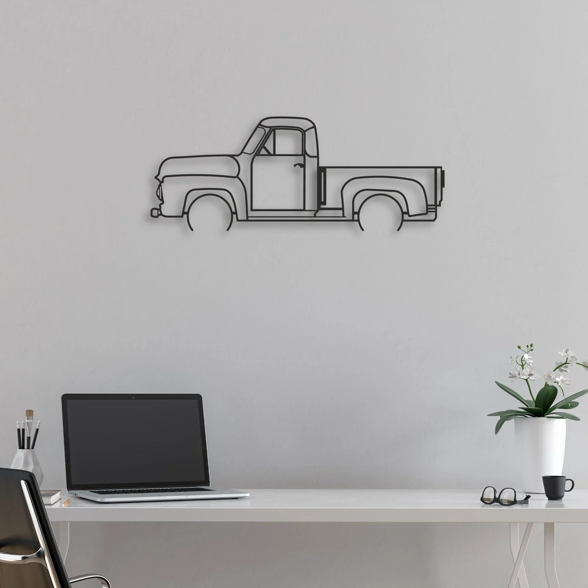 OLD TRUCK Classic Silhouette Metal Wall Art - Automotive Garage Decor