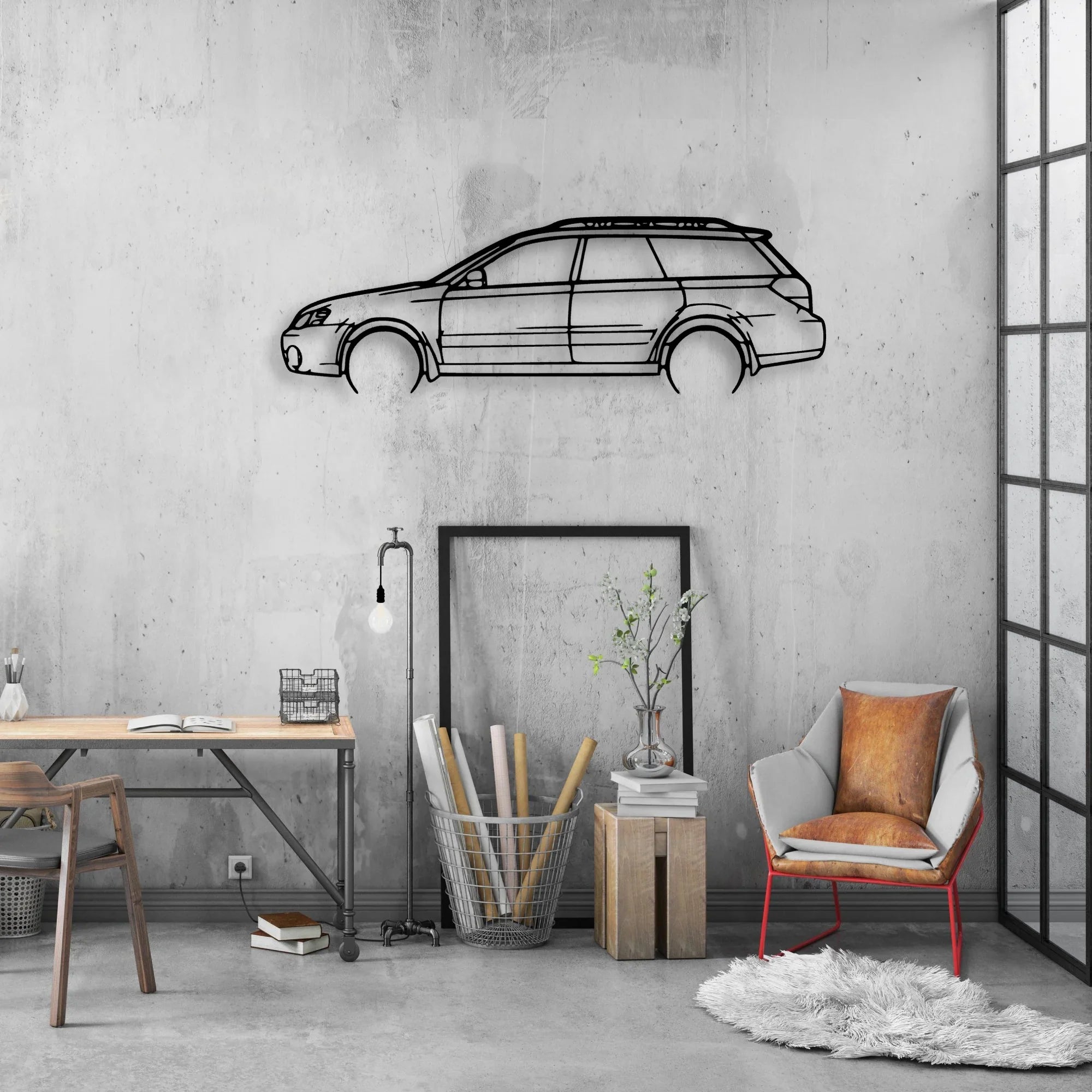Outback 2005 Classic Silhouette Metal Wall Art - Automotive Garage Decor