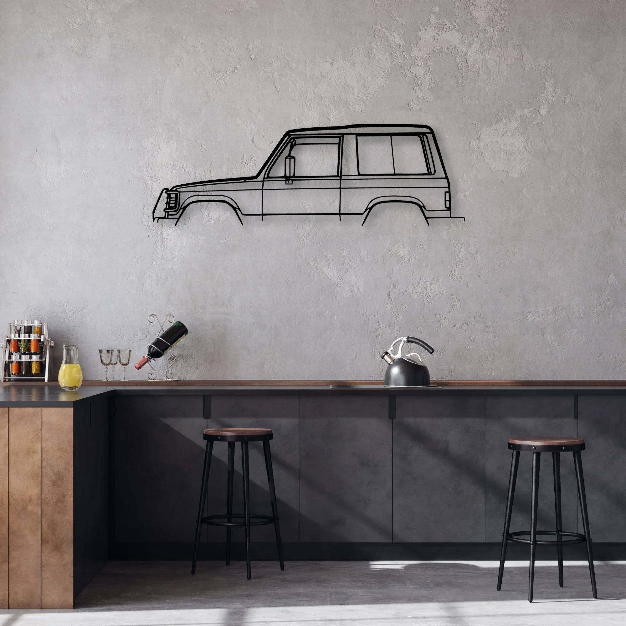Pajero 1987 Classic Silhouette Metal Wall Art - Automotive Garage Decor