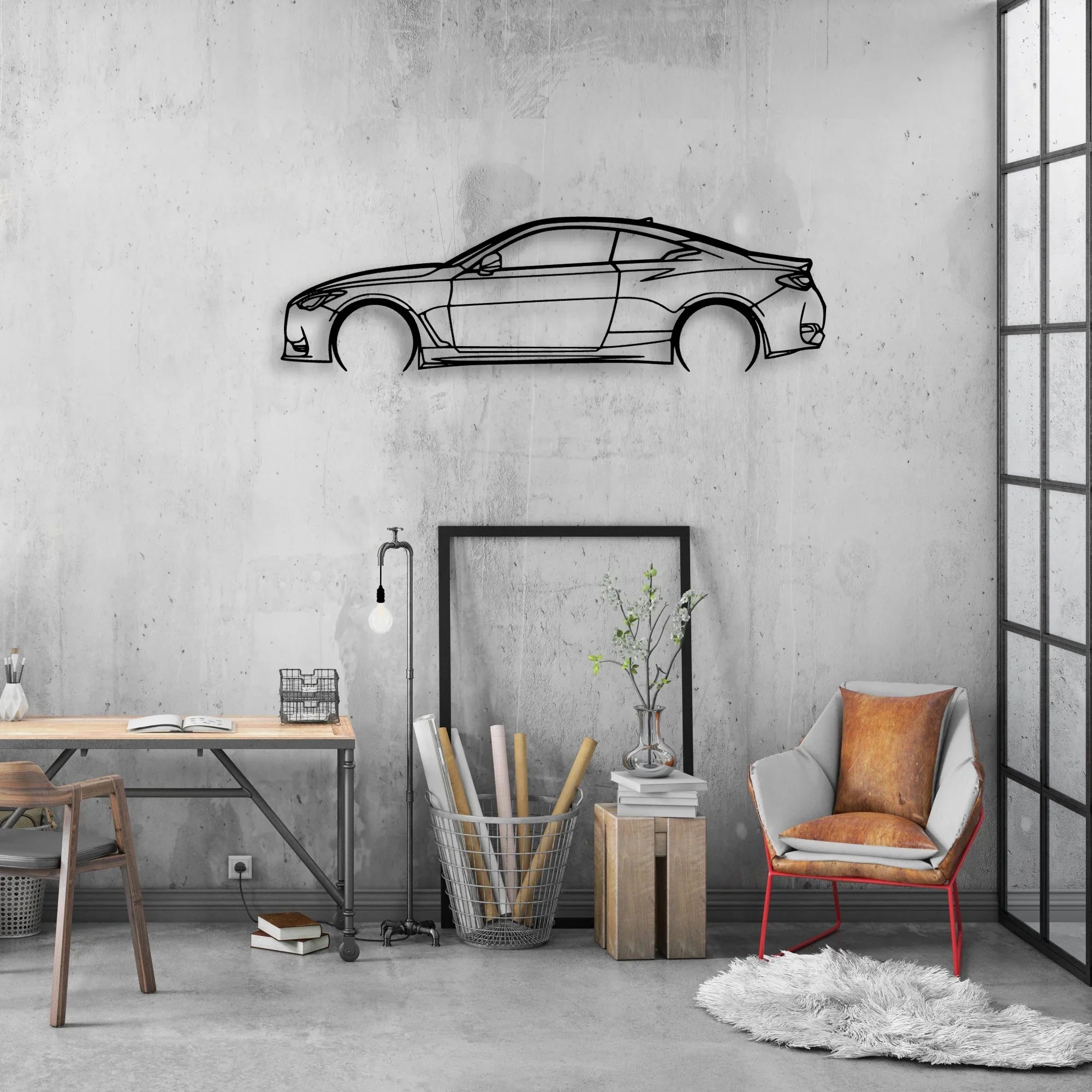 Q60 Classic Silhouette Metal Wall Art - Automotive Garage Decor