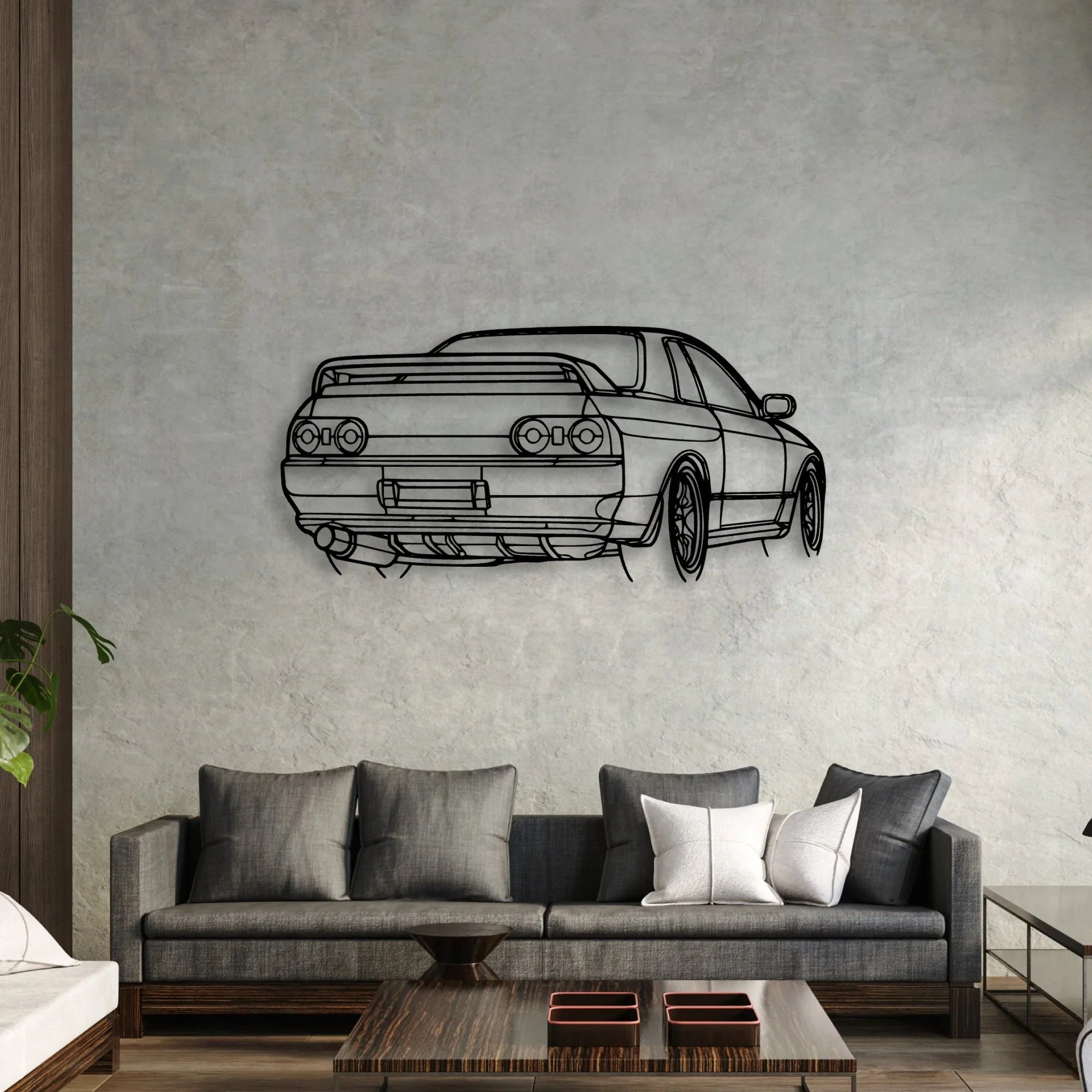 R32 GTR Nismo Angle Classic Silhouette Metal Wall Art - Automotive Garage Decor