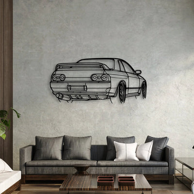 R32 GTR Nismo Angle Classic Silhouette Metal Wall Art - Automotive Garage Decor
