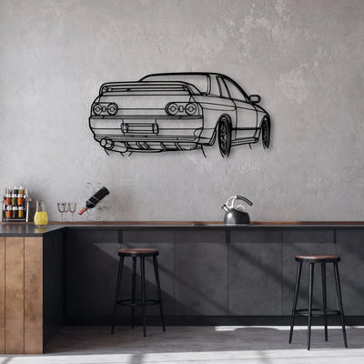 R32 GTR Nismo Angle Classic Silhouette Metal Wall Art - Automotive Garage Decor