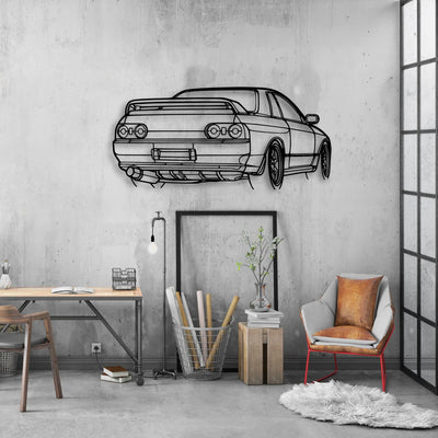 R32 GTR Nismo Angle Classic Silhouette Metal Wall Art - Automotive Garage Decor