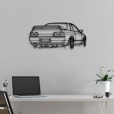 R32 GTR Nismo Angle Classic Silhouette Metal Wall Art - Automotive Garage Decor