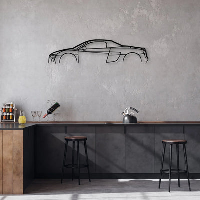 R8 Spyder Mk2 Classic Silhouette Metal Wall Art - Automotive Garage Decor