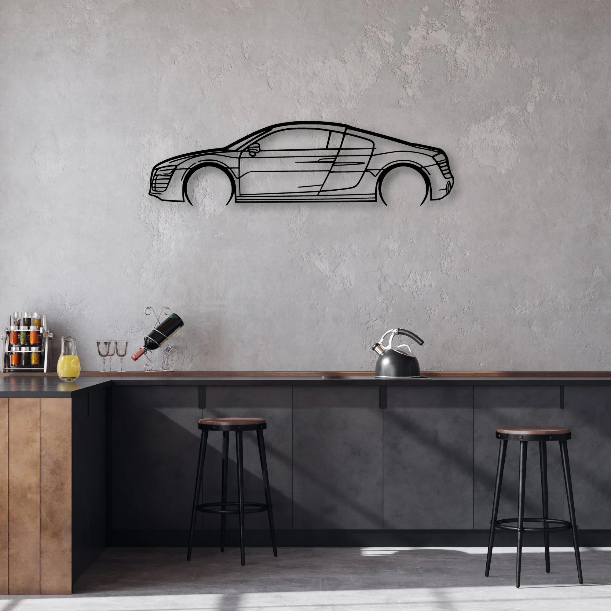 R8 V10 Plus 2014 Classic Silhouette Metal Wall Art - Automotive Garage Decor