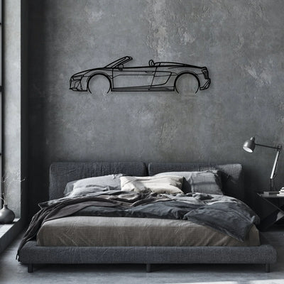 R8 V10 Spider 2022 Classic Silhouette Metal Wall Art - Automotive Garage Decor
