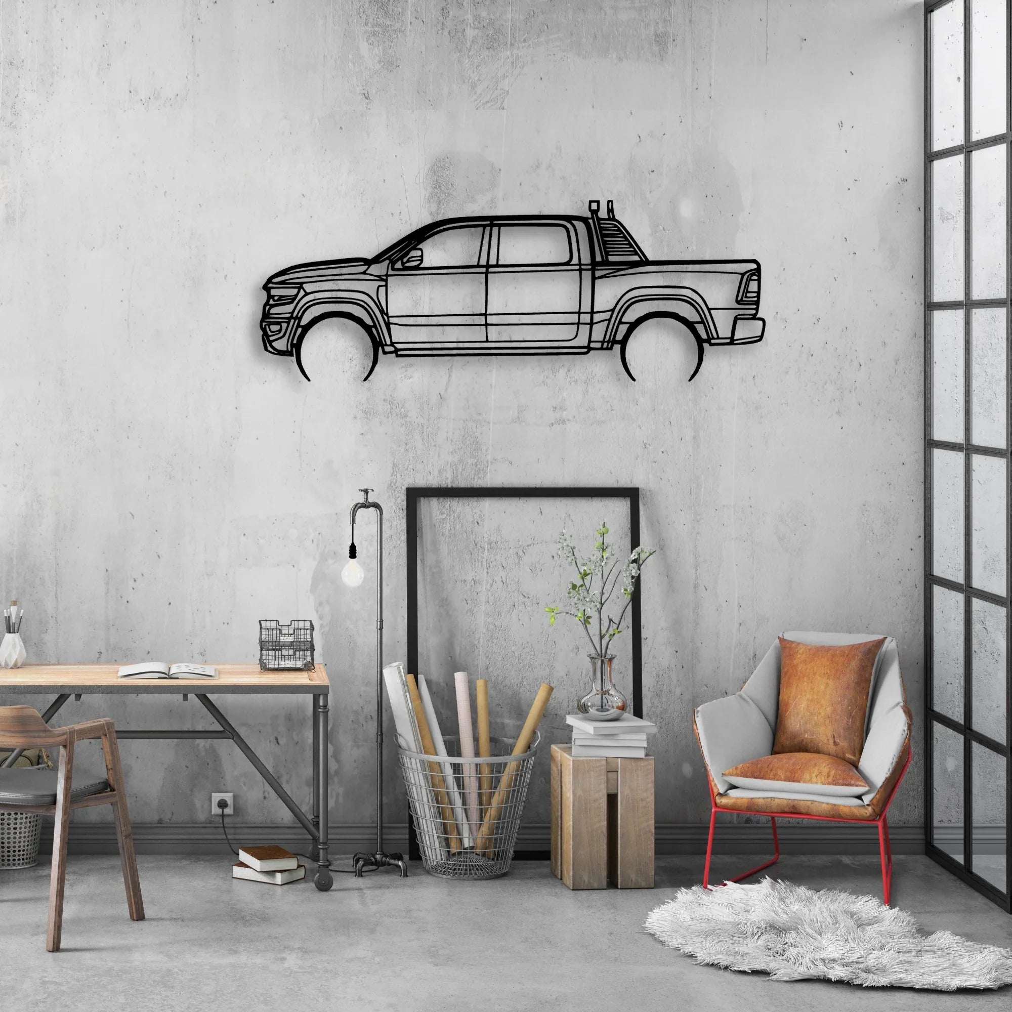 RAM TRX 2022 Classic Silhouette Metal Wall Art - Automotive Garage Decor