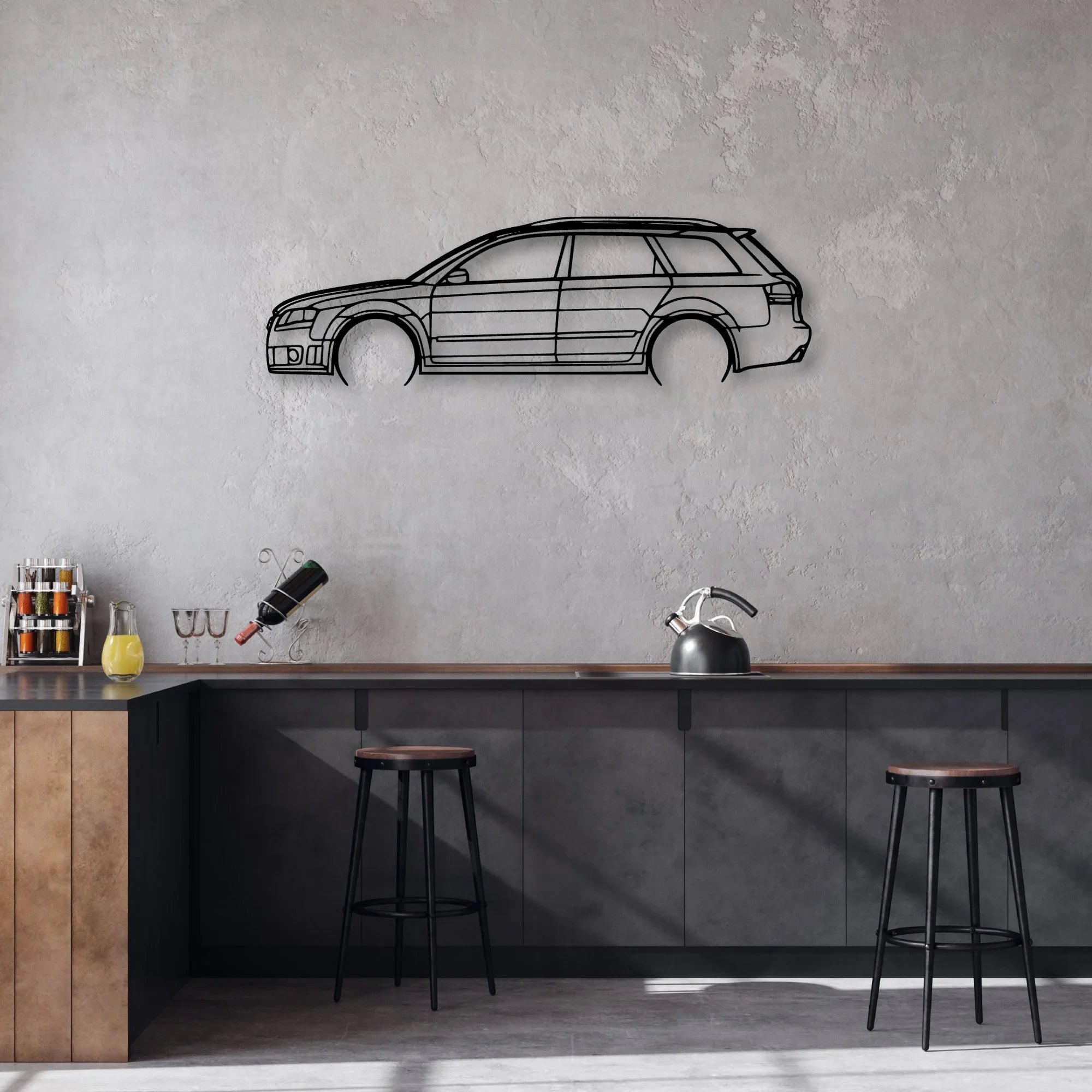 RS4 Avant 2006 Classic Silhouette Metal Wall Art - Automotive Garage Decor