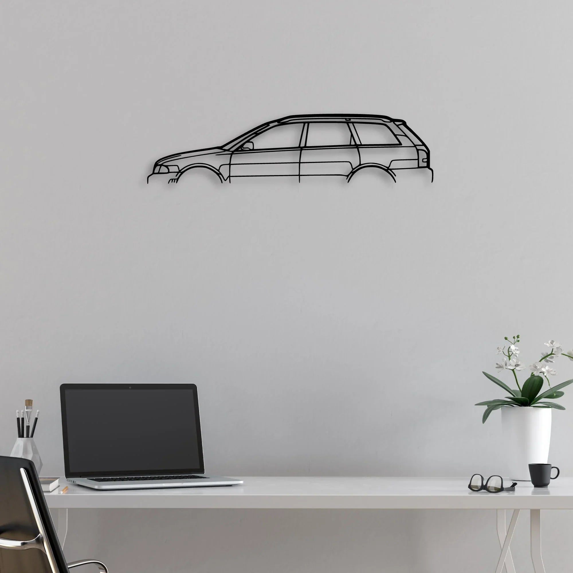RS4 B5 2001 Classic Silhouette Metal Wall Art - Automotive Garage Decor
