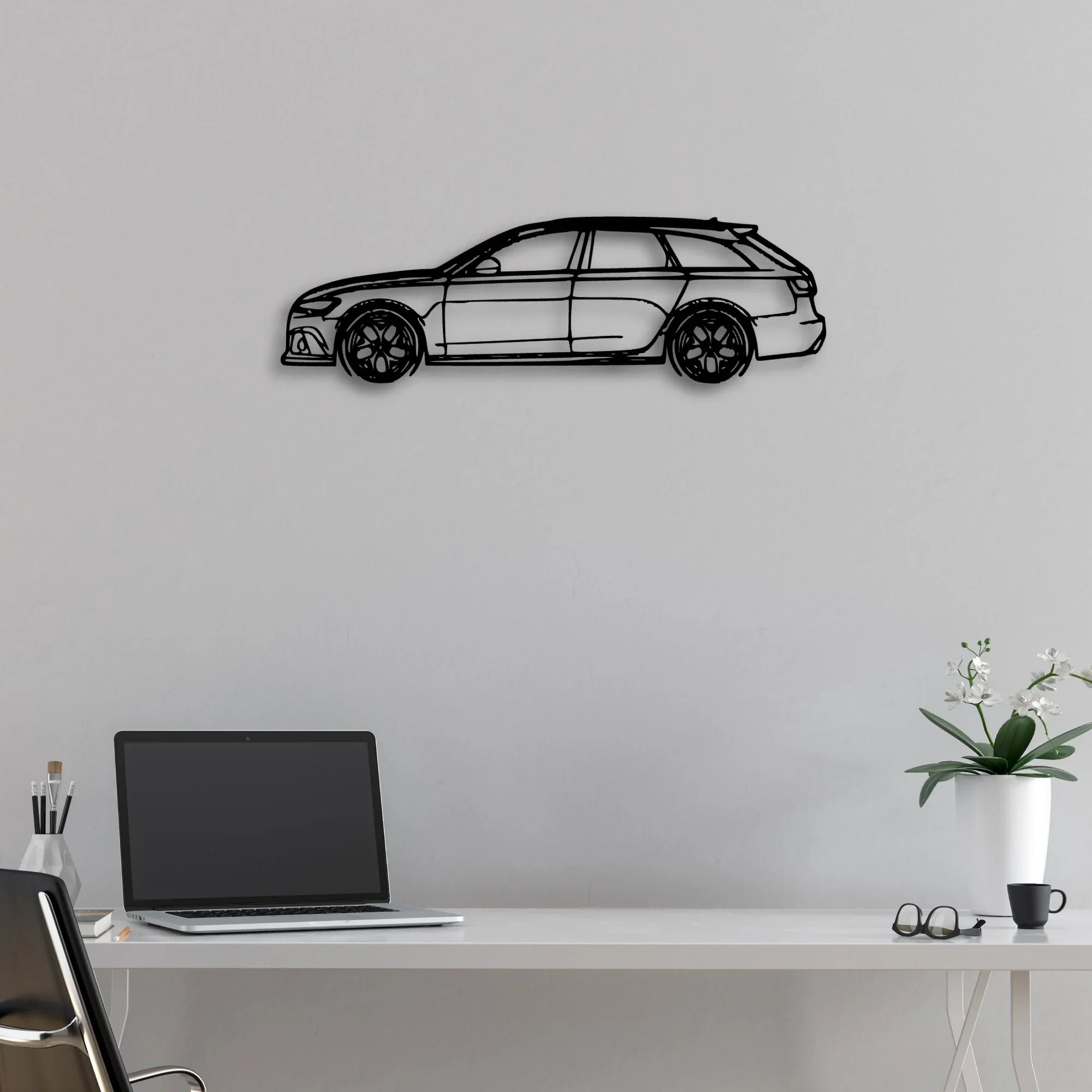 RS6 C7 Classic Silhouette Metal Wall Art - Automotive Garage Decor