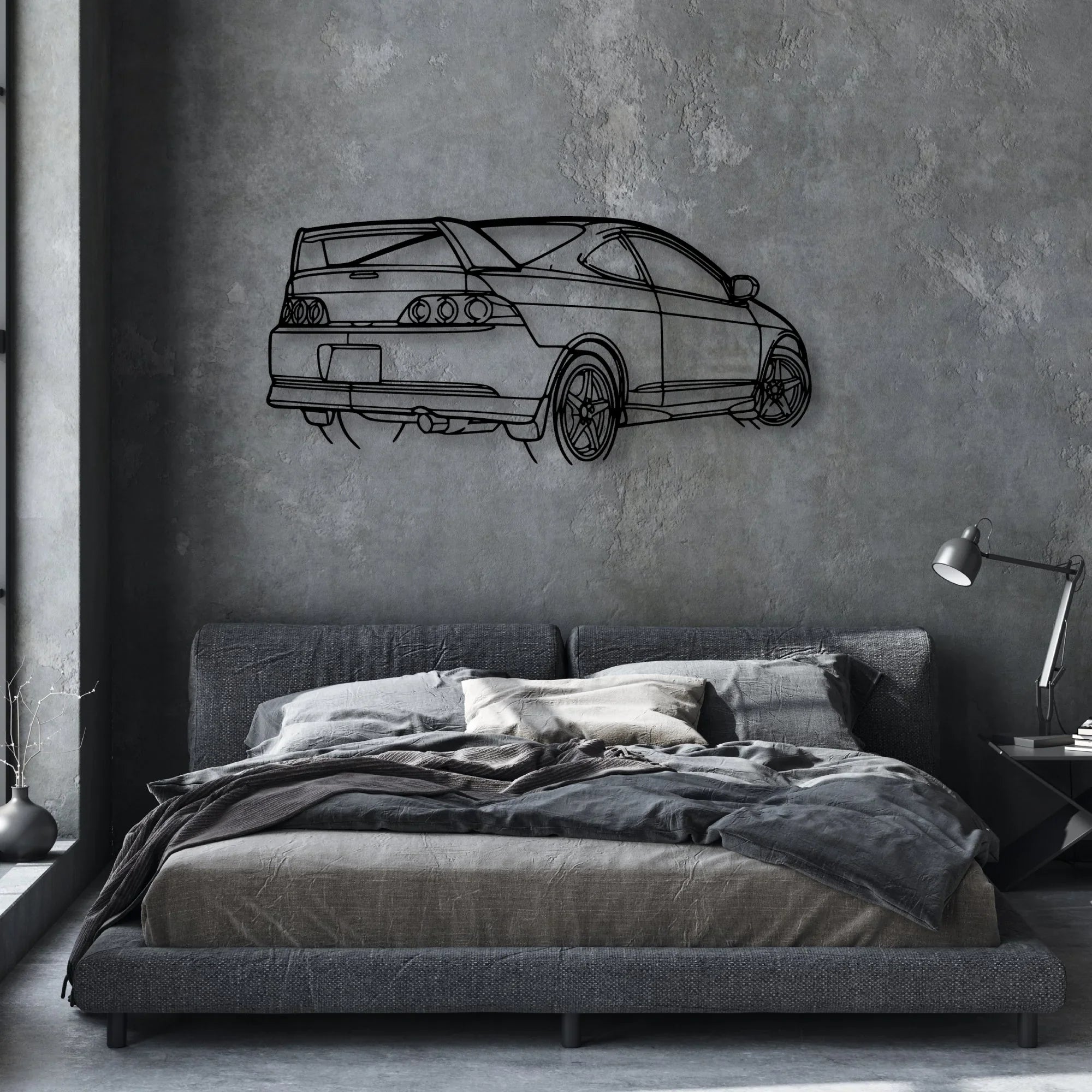 RSX Type S Angle Classic Silhouette Metal Wall Art - Automotive Garage Decor