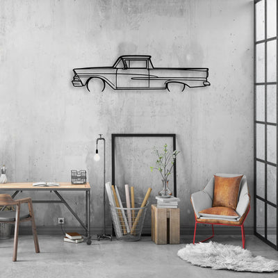 Ranchero 1958 Classic Silhouette Metal Wall Art - Automotive Garage Decor