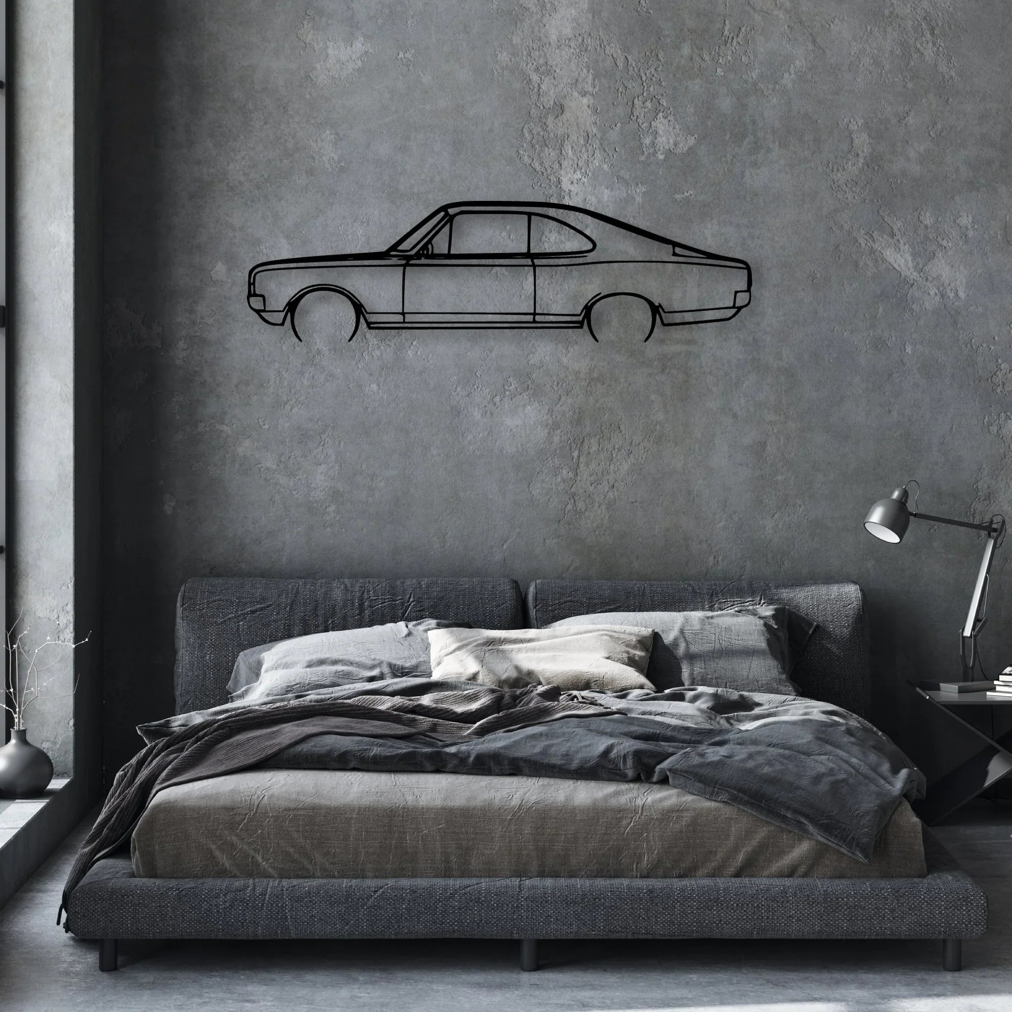 Rekord C 1970 Classic Silhouette Metal Wall Art - Automotive Garage Decor