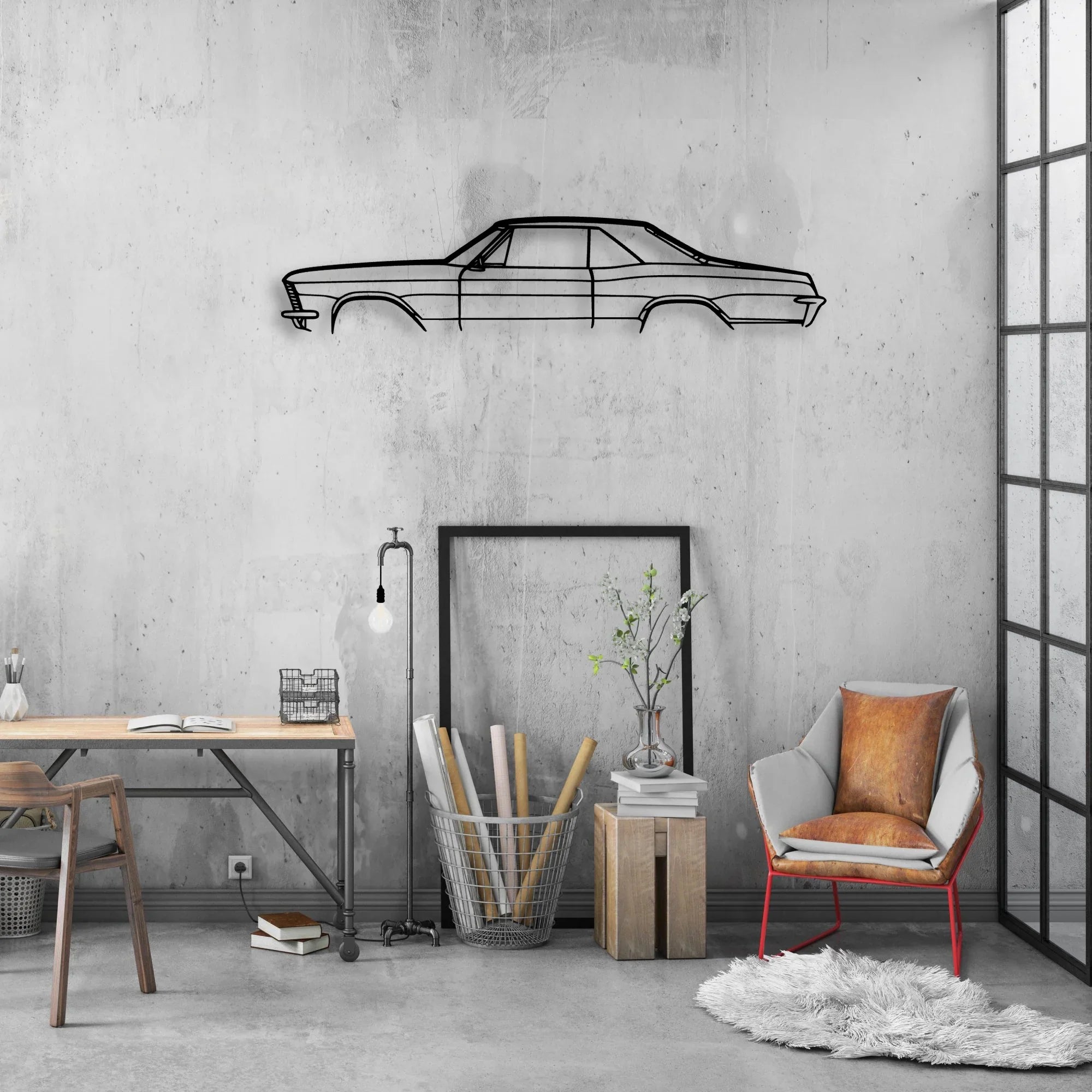 Riv Classic Silhouette Metal Wall Art - Automotive Garage Decor